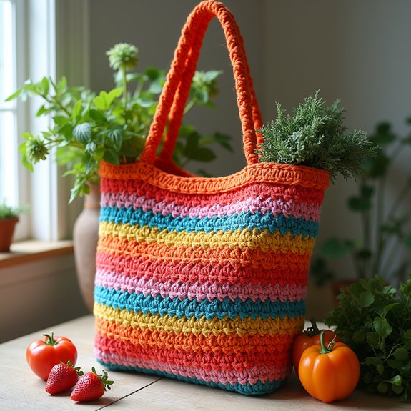 vibrant multi colored tote bag
