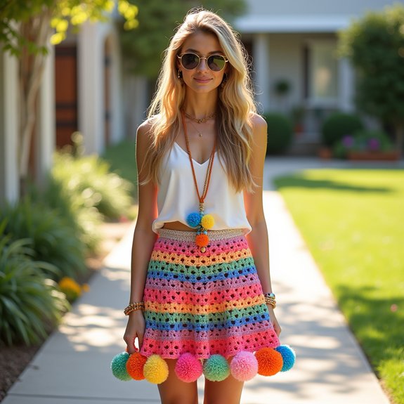 whimsical pom pom skirt